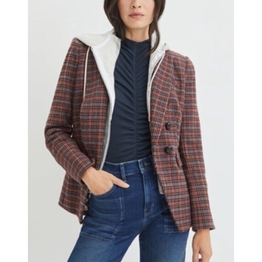 Veronica Beard Brown Plaid Double-Breasted Blazer - Picture 2 of 6
